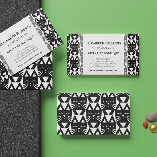 Tarjeta De Visita Geométrico moderno para el gato de Tuxedo