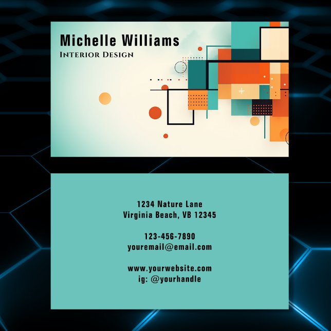 Tarjeta De Visita Geométrico moderno retro colorido (Modern Retro Colorful Geometric Business Card)