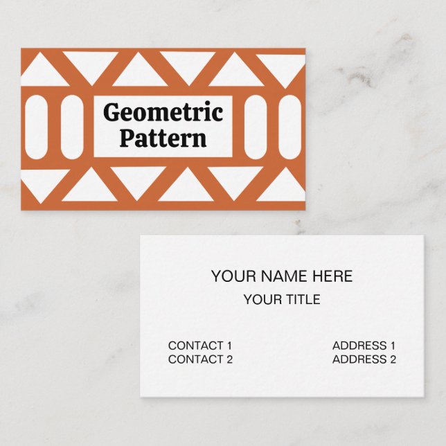 Tarjeta De Visita Geométrico moderno y blanco naranja (Anverso / Reverso)