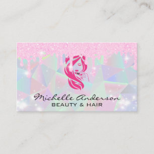 Tarjeta De Visita Geométrico   Purpurina Pixie Dust Drip   Esparkle