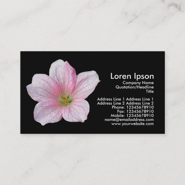 Tarjeta De Visita Geranium rosado - Negro (Anverso)