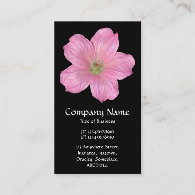 Tarjeta De Visita Geranium rosado - Negro (Anverso)