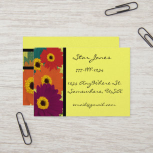 Tarjeta De Visita Gerber Daisies Plum Naranja Verde azulado Red & Li