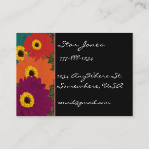Tarjeta De Visita Gerber Daisies Plum Naranja Verde azulado Red & Li