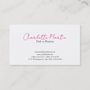 Tarjeta De Visita Gerente Consultor Jefe Blanco Rosa Profesional