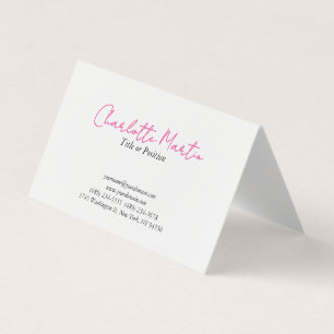 Tarjeta De Visita Gerente Consultor Jefe Blanco Rosa Profesional