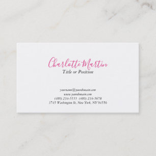 Tarjeta De Visita Gerente Consultor Jefe Profesional Rosa Blanco