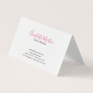 Tarjeta De Visita Gerente Consultor Jefe Profesional Rosa Blanco