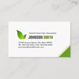 Tarjeta De Visita Gerente de construcción - Elegante verde moderno