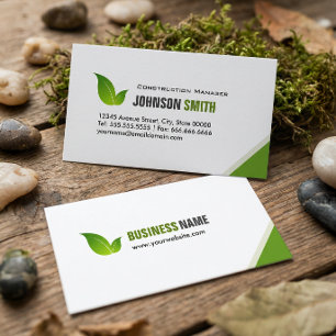 Tarjeta De Visita Gerente de Construcción - Verde Moderno Elegante