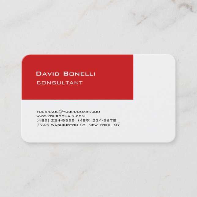 Tarjeta De Visita Gerente de consultor blanco de banda roja creativa (Anverso)