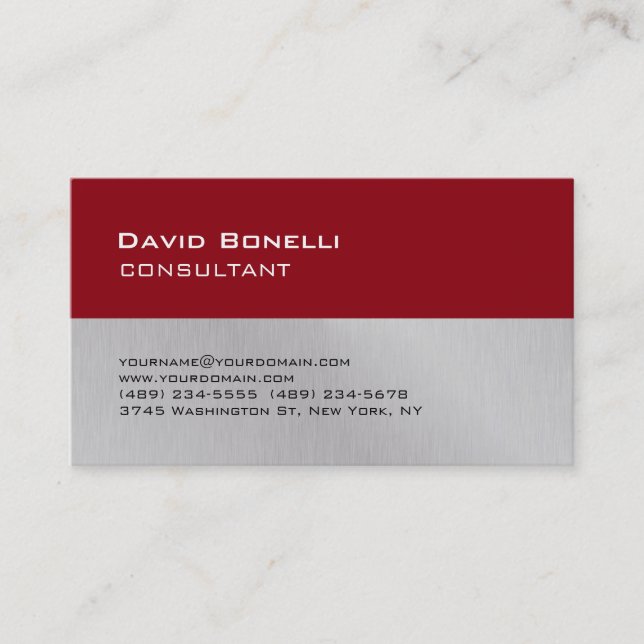 Tarjeta De Visita Gerente de Consultores Gris Rojo Creativo (Anverso)