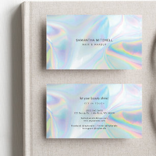 Tarjeta De Visita Gerente de estudio de beautician holográfico elega
