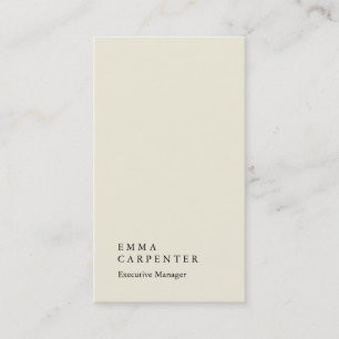 Tarjeta De Visita Gerente de planicie beige elegante vertical