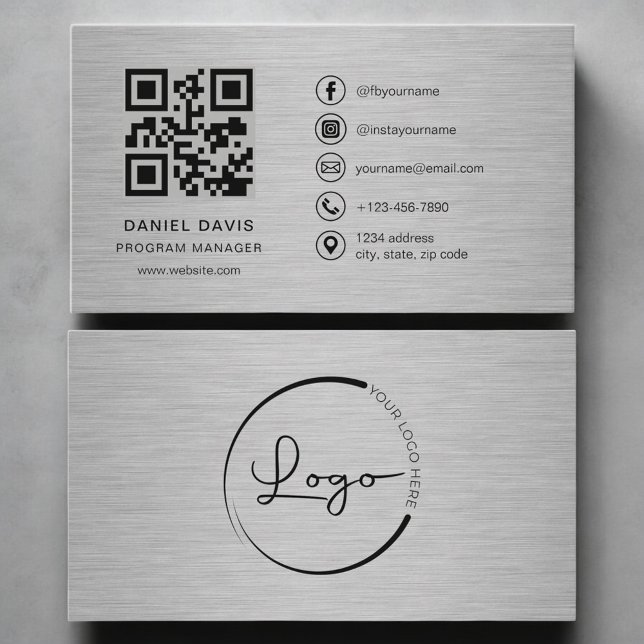Tarjeta De Visita Gerente de Programa Metal QR Code (Subido por el creador)