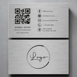 Tarjeta De Visita Gerente de Proyecto Metal QR Code