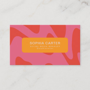 Tarjeta De Visita Gerente de Redes Sociales Abstracto Rosa Naranja