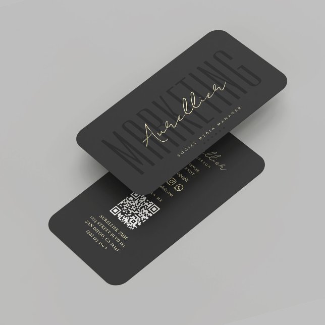 Tarjeta De Visita Gerente moderno de medios sociales Black Gold Mark (Modern Social Media Manager Black Gold Marketing Influencer Business Card
)