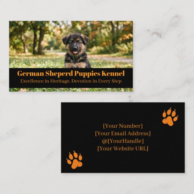 Tarjeta De Visita German Shepherd Puppies Kennel Business Card (Anverso / Reverso)