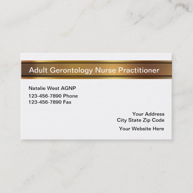 Tarjeta De Visita Gerontología Adulta Enfermera Médica Profesional (Anverso)