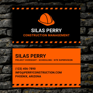 Tarjeta De Visita Gestión de Construcción Casco Duro Naranja