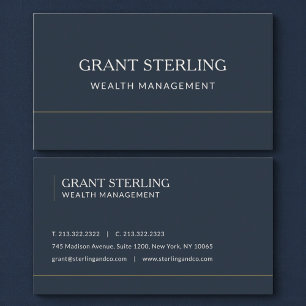 Tarjeta De Visita Gestión de Patrimonio Azul Marino Profesional