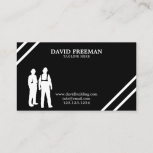 Tarjeta De Visita Gestor de construcción simple y moderno en blanco
