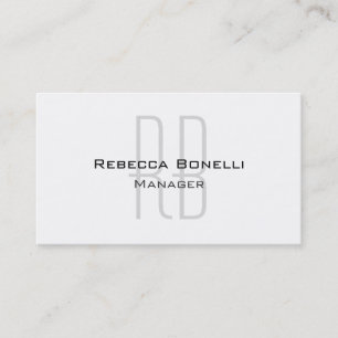 Tarjeta De Visita Gestor único de monogramas de gris blanco sencillo