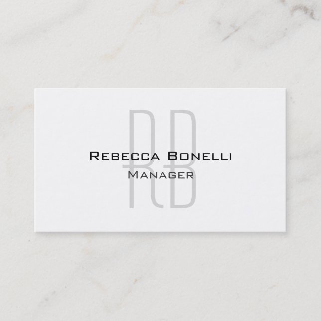 Tarjeta De Visita Gestor único de monogramas de gris blanco sencillo (Anverso)