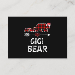 Tarjeta De Visita Gigi Bear Navidades Pajama Red Plaid Buffalo