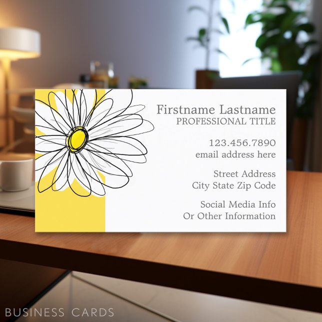 Tarjeta De Visita Gimnasio amarillo y blanco con texto Personalizado (Personalized Printed Business Cards)