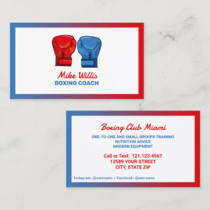 Tarjeta De Visita Gimnasio de boxeo