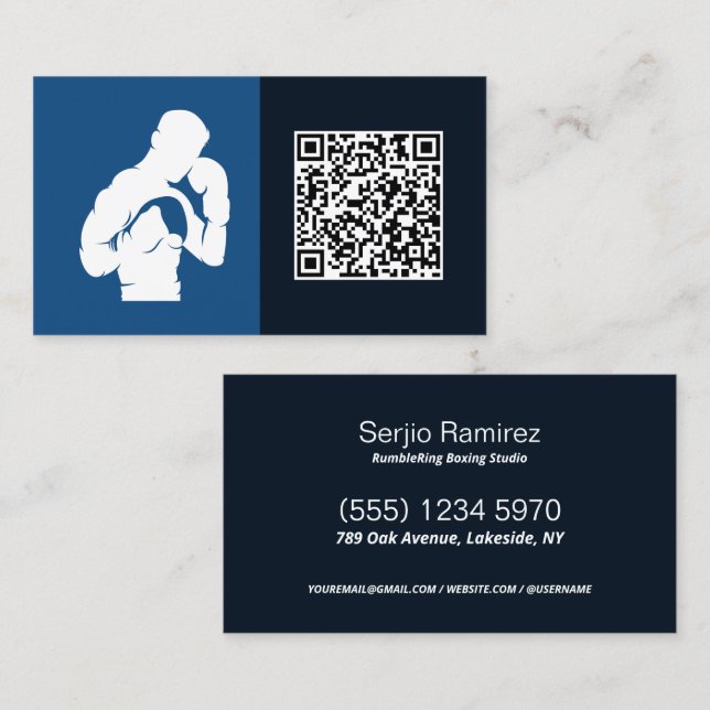Tarjeta De Visita Gimnasio de boxeo QR personalizado (Anverso / Reverso)