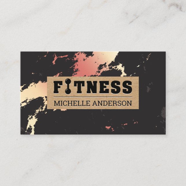Tarjeta De Visita Gimnasio | Mármol de oro Rosa (Anverso)