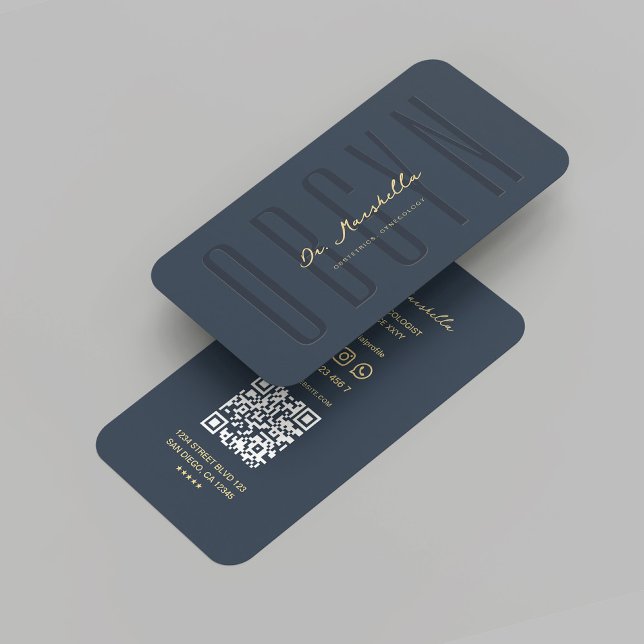 Tarjeta De Visita Ginecólogo de Obstetricia OBGYN moderno Azul oscur (Modern OBGYN Obstetrics Gynecologist Dark Blue Business Card
)