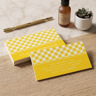 Tarjeta De Visita Gingham Amarillo Soleado