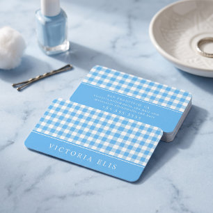 Tarjeta De Visita Gingham Azul Clásico