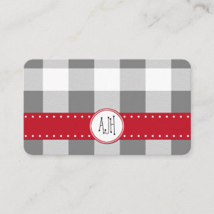Tarjeta De Visita Gingham gris, patrón de Gingham, patrón geométrico