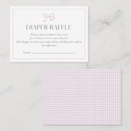 Tarjeta De Visita Gingham Pink Bow Baby Baby Shower Diaper Raff