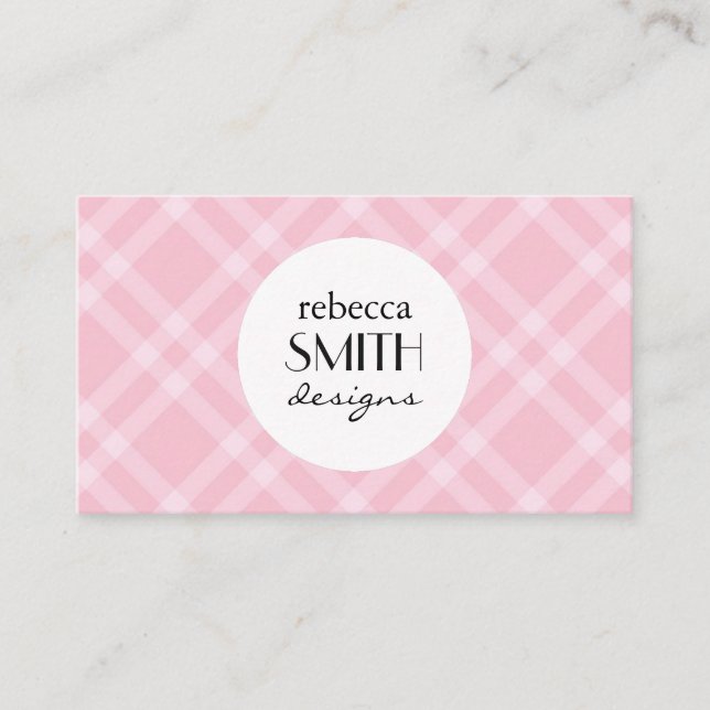 Tarjeta De Visita Gingham rosa, patrón de Gingham, patrón geométrico (Anverso)