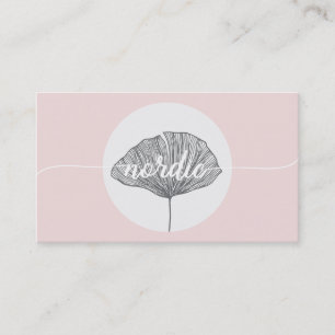 Tarjeta De Visita Gingko botánico orgánico rosado de Minimalistic