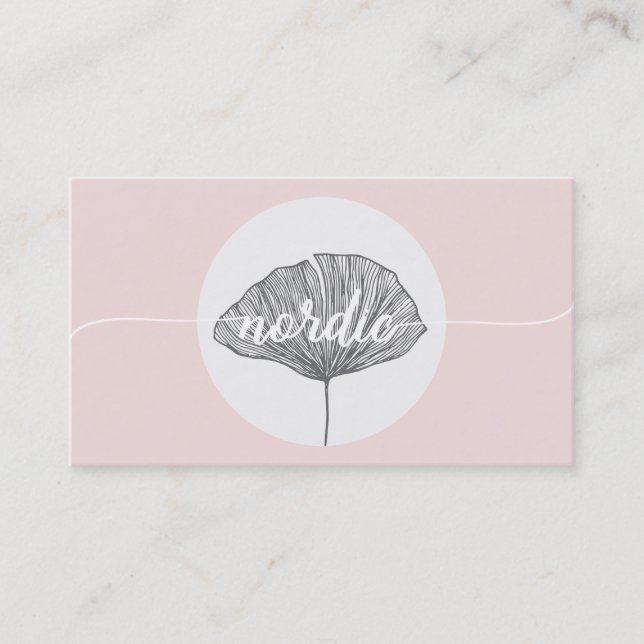 Tarjeta De Visita Gingko botánico orgánico rosado de Minimalistic (Anverso)