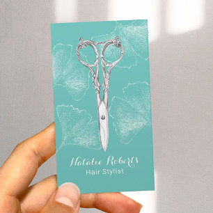 Tarjeta De Visita Ginkgo, el protector de vintage, deja Verde azulad