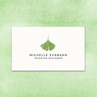 Tarjeta De Visita Ginkgo Leaf Simple Naturaleza Minimalista