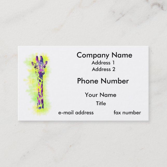 Tarjeta De Visita Girafa acuarela 2 (Anverso)