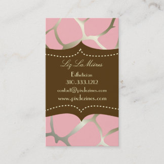 Tarjeta De Visita Girafa rosa de moda, acento marrón oscuro