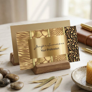 Tarjeta De Visita Girafa salvaje serpiente tigre cebra dorada mezcla