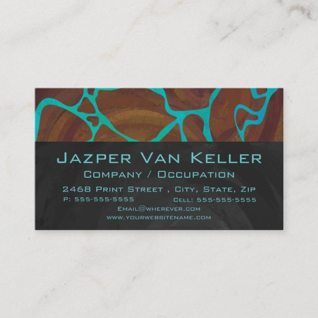 Tarjeta De Visita Giraffe Brown y la impresión Verde azulada (Anverso)