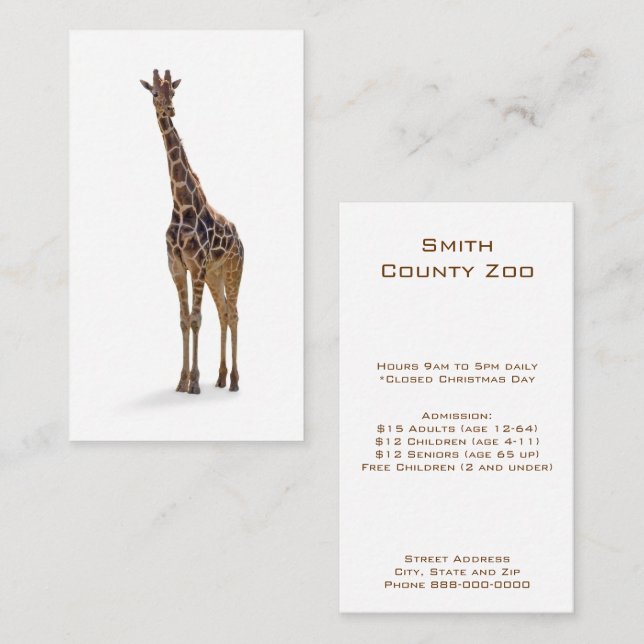 Tarjeta De Visita Giraffe Zoological Business Card (Anverso / Reverso)