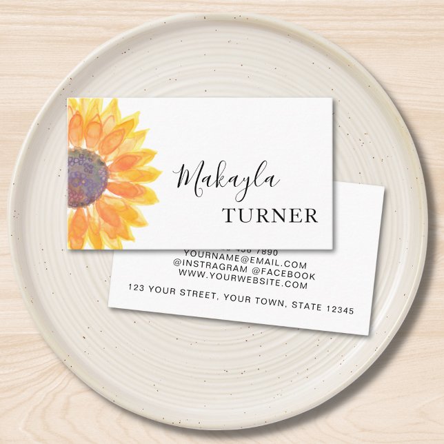 Tarjeta De Visita Girasol Acuarela  (Subido por el creador)